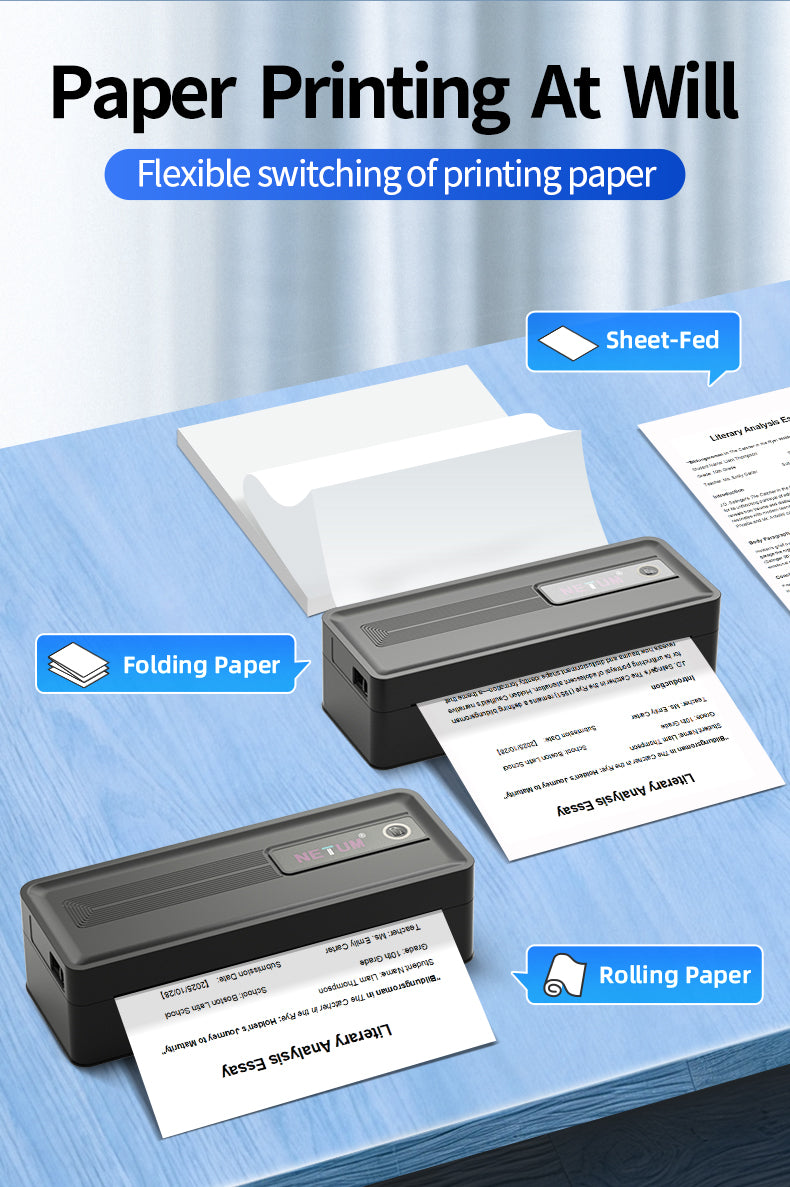 NETUM LT-D80S Large Paper Bin Portable A4 Thermal Printer