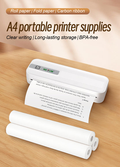 NETUM A4 Quick-Dry Thermal Paper | Fold & Roll Type for Portable A4 Thermal Printers