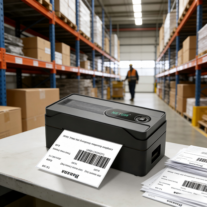 NETUM Thermal Shipping Label Printer | Commercial 110mm Wide Barcode Sticker Printer