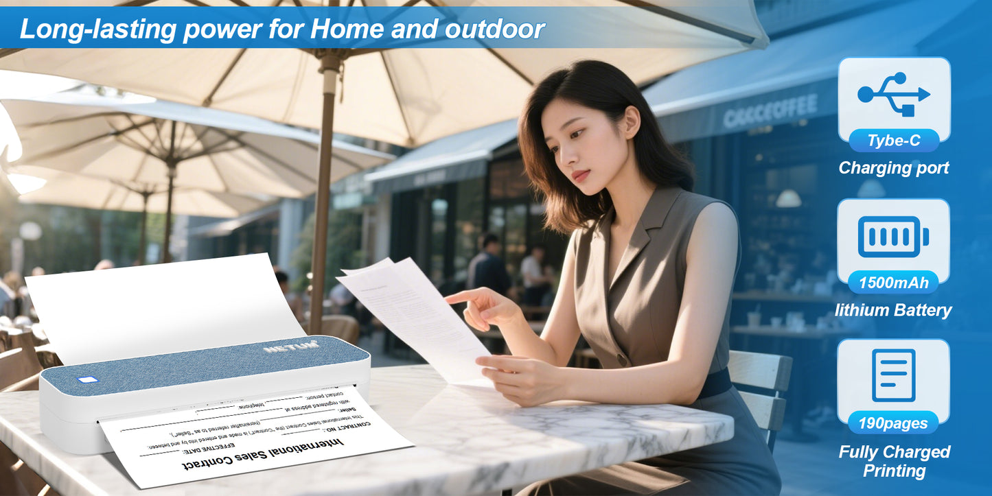 NETUM GD-85 A4 Portable Thermal Printer - Inkless, Bluetooth & Ultra-Portable
