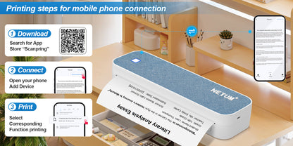 NETUM GD-85 A4 Portable Thermal Printer - Inkless, Bluetooth & Ultra-Portable